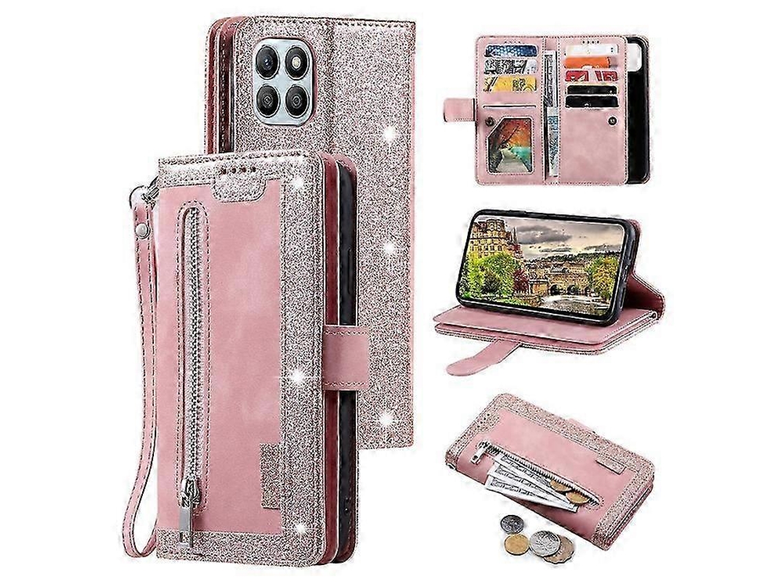 25-26 Compatible For Honor X6b 4g Case Pu Leather Phone Cover With Zipper Wallet 9 Card Slots