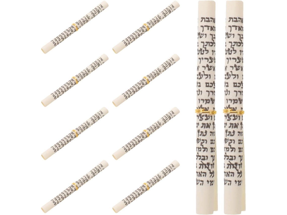 10 Rollos Bendición Mezuzá Hogar Judío Papel Beige Cuerda Compactos Confort Espiritual Decoración Religiosa