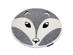 Alfombra Infantil Moderna Joy Circulo Fox, Zorro Para Niños - Estructura Dos Niveles de Vellón Gris / Crema (circulo 160 cm)