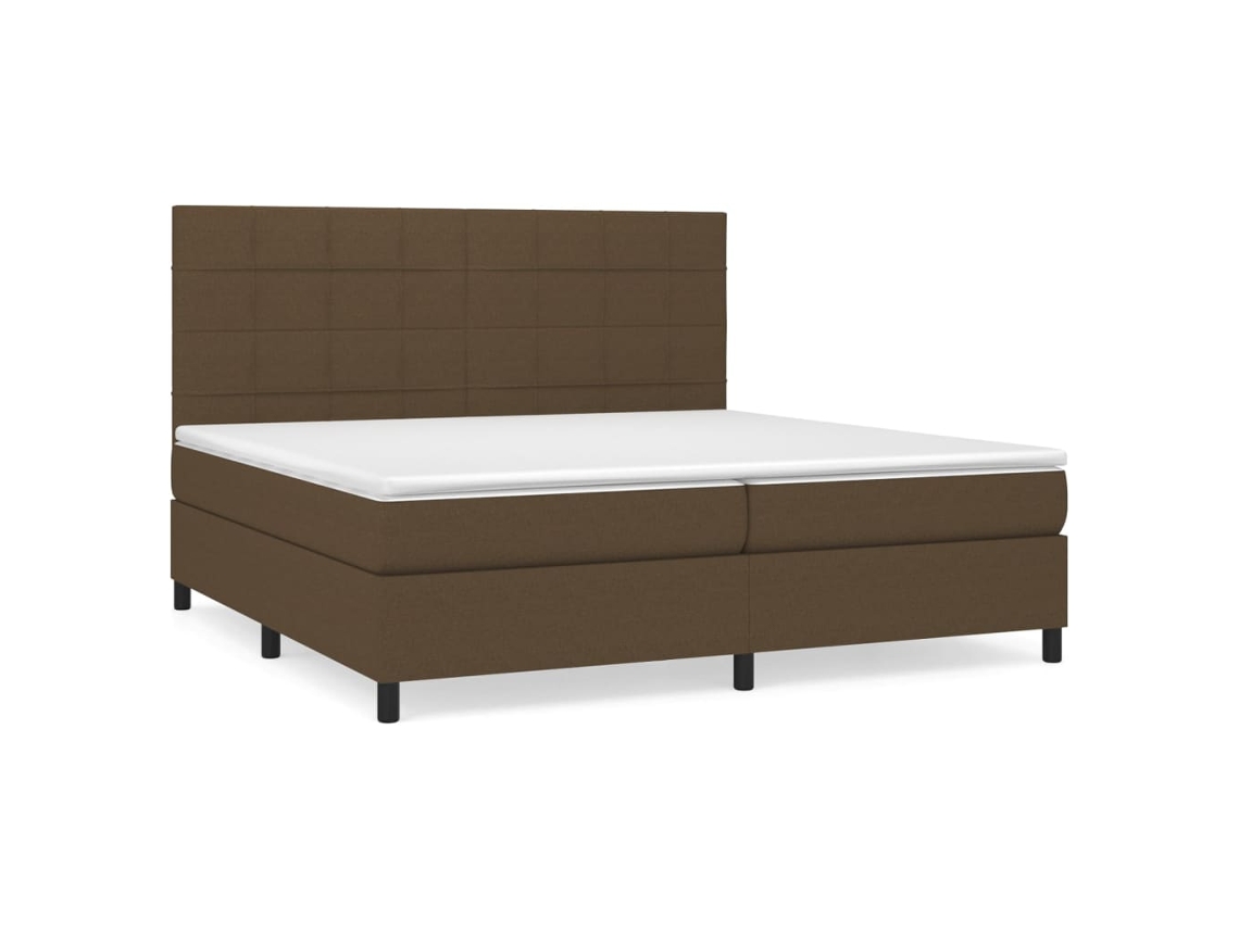 Maison Exclusive - Cama Box Spring Con Colchón Tela Marrón Oscuro 200x200 Cm