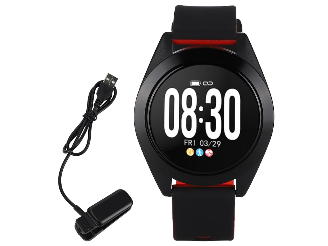 Pulsera Inteligente Reloj Ritmo Cardíaco Presión Arterial Deportes Impermeable Bluetooth Rojo