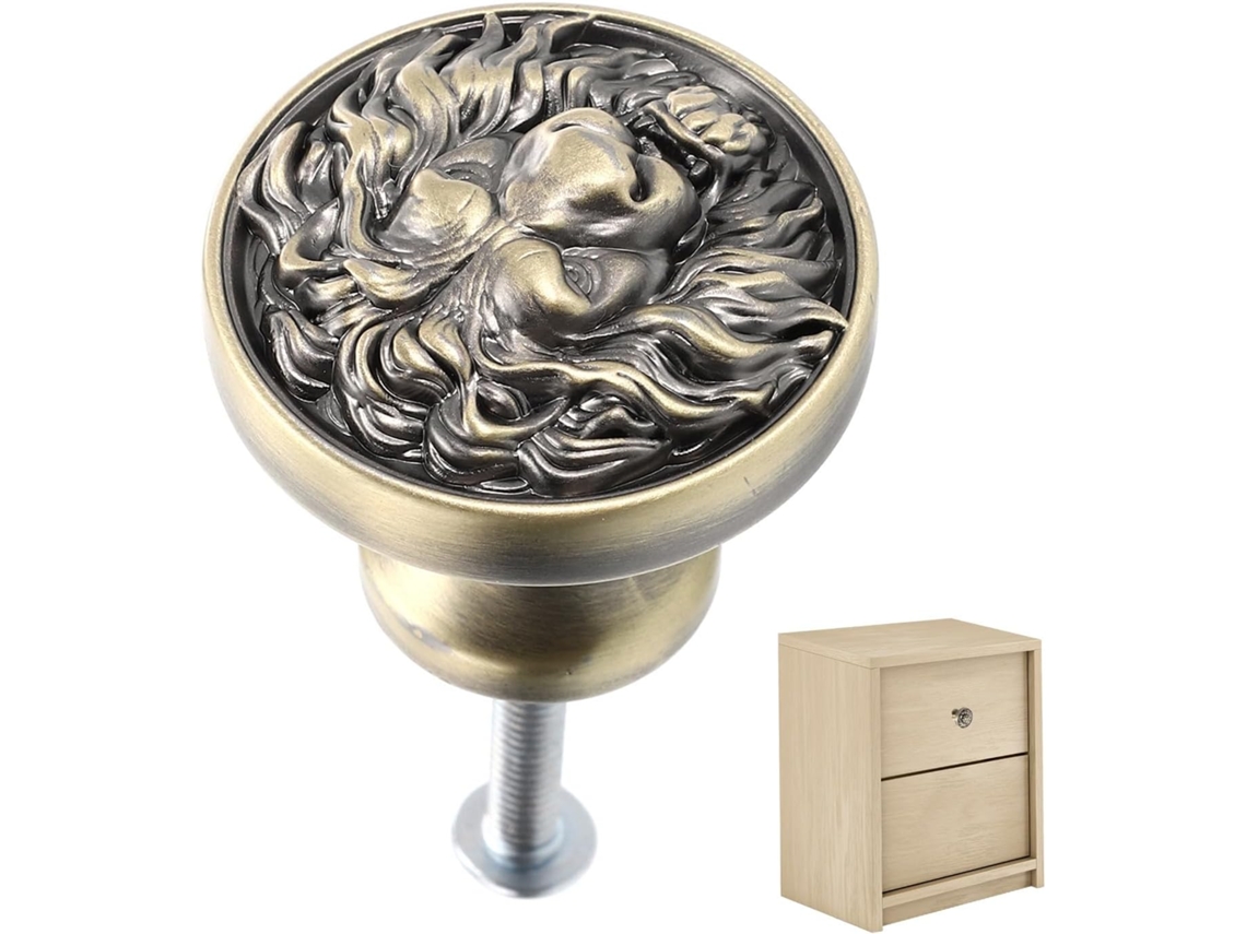Cajón Tirador Forma Cabeza León, Fabricado Aleación Zinc. Pomo Práctico Cómodo Cajones. Estilo