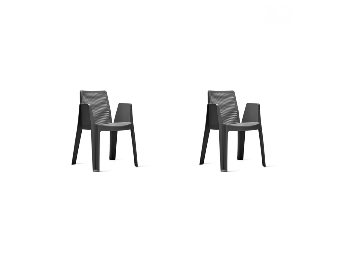 GARBAR PLAY Set 2 Silla Con Brazos Interior Exterior Gris oscuro