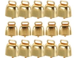 Juego de 15 campanillas doradas de hierro con forma de animales domésticos, colgantes con sonido, antirrobo, ideales para manualidades GOKOCO