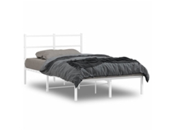 Estructura Cama Sin Colchón Con Cabecero Metal Blanco 120x200cm