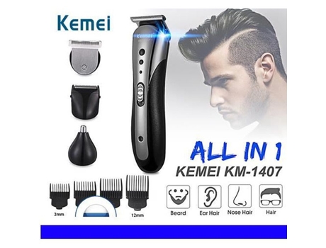 Cortadora de pelo impermeable Kemei, cortadora de pelo inalámbrica, afeitadora de barba y nariz