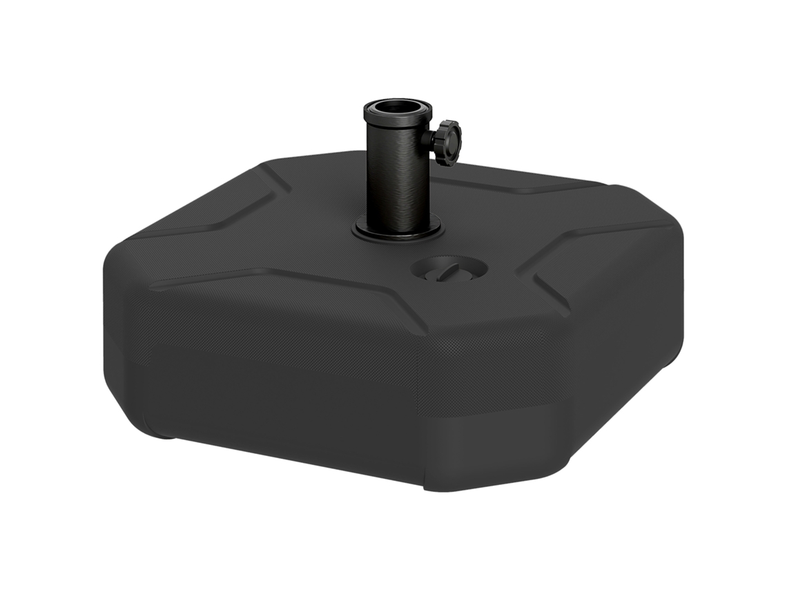 Base cuadrada para sombrilla Ø38-48 mm 25 kg de arena 20 kg de agua negra