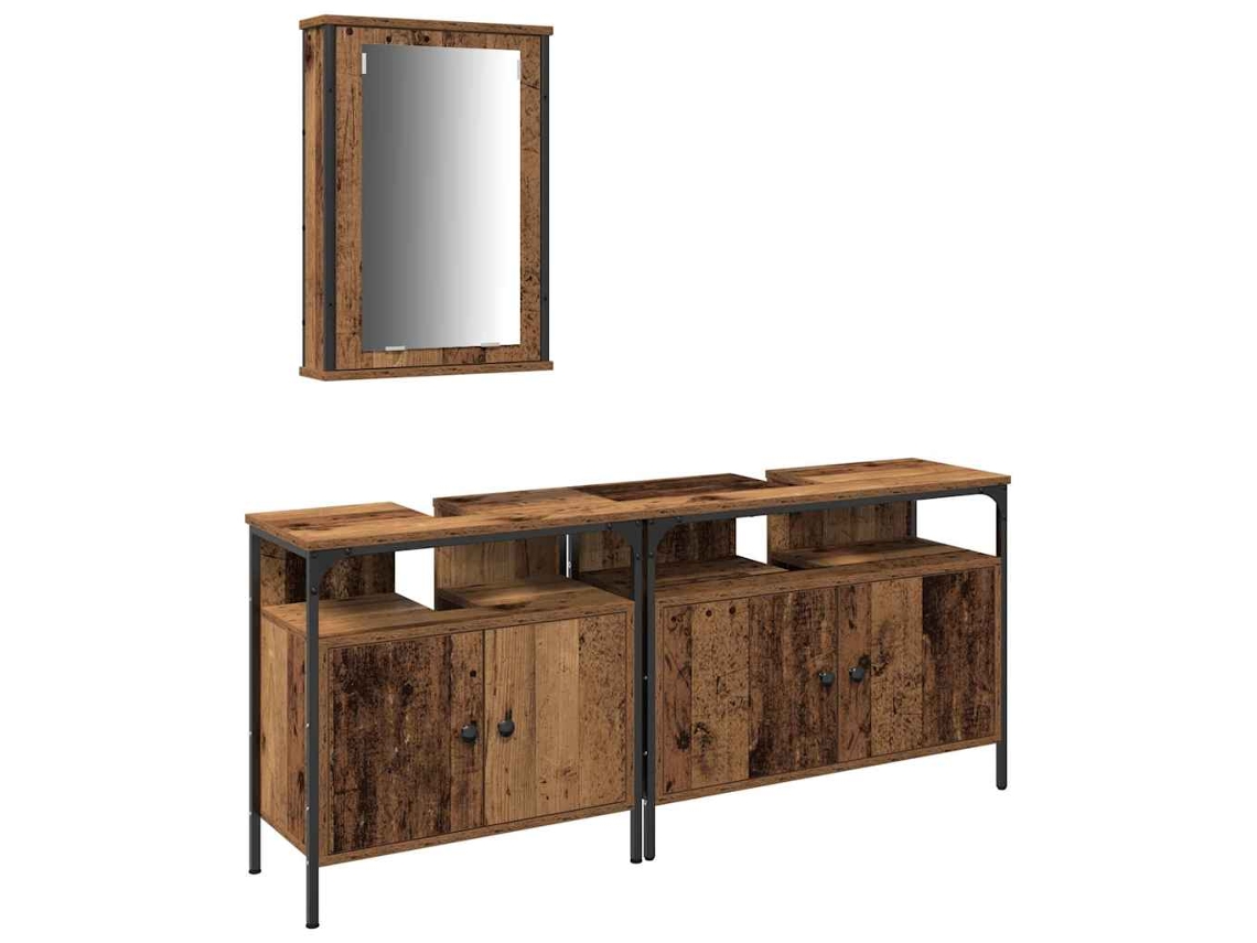 MAISON EXCLUSIVE Conjunto de muebles de baño de 3 piezas, madera procesada marrón