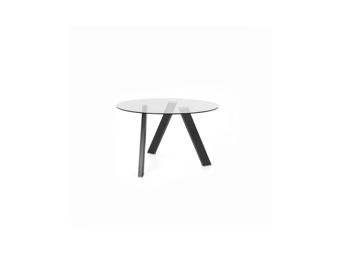 Rondo' - Mesa fija (120 x 75 H cm) de vidrio templado gris SOLOLED