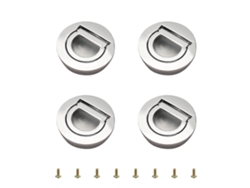 4 alas de tatami redondas y ocultas con anilla para tirar, con tornillos, color plata brillante.