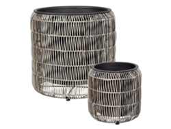 Conjunto de 2 macetas BELIANI Brodiea de Ratán sintético Marrón 45x45x46