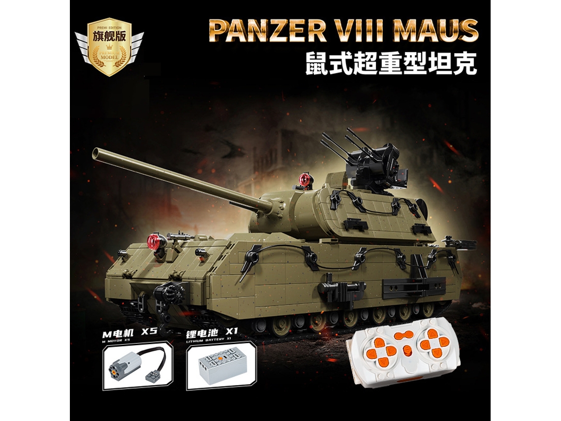 (98001 Dinámico) Bloque De Ensamblaje De Modelo Militar Moc Decoración: Tanque Superpesado Alemán