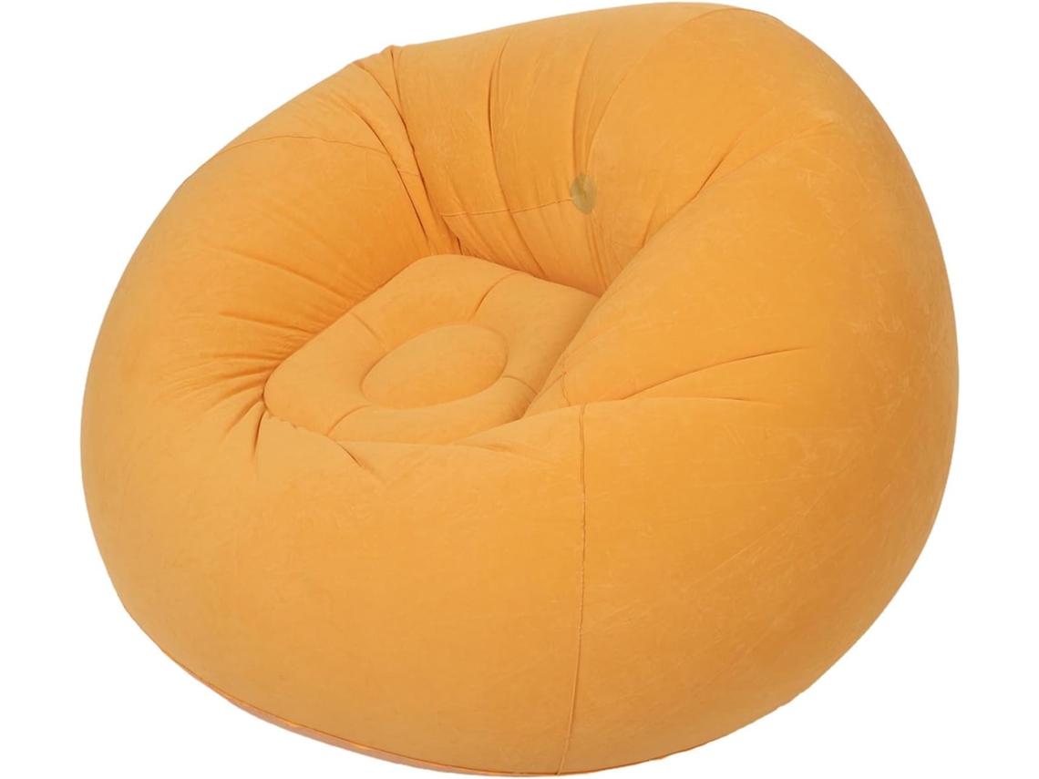 Puf Inflable De Exterior Flocado Naranja, Sofá Ligero Y Portátil Para Relajarse, Asiento Para