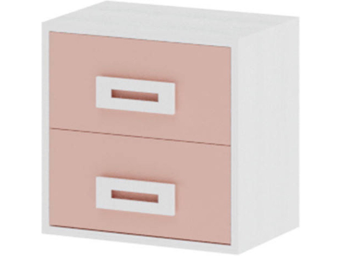 Mesita de Noche MUEBLAM Nieve Rosa Nube Melamina (43x42x28 cm)
