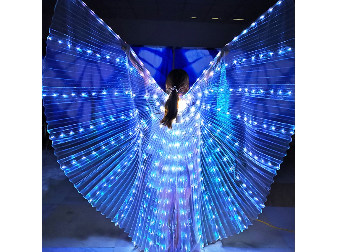 Alas de mariposa LED danzantes con iluminación, varilla telescópica blanca