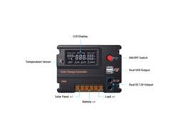 Controlador De Carga Solar Pwm De 12v/24v Con Pantalla Lcd, Protección Y Compensación De Temperatura, 10a