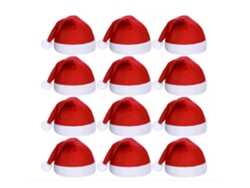 12 Gorros De Papá Noel Unisex Cómodos Para Adultos, Ideales Para Fiestas Navideñas Y Festivales. Color Rojo.