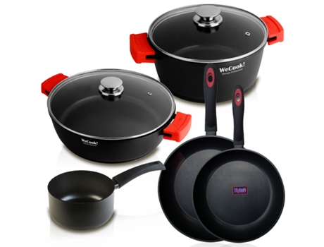 Baterías de Cocina WECOOK (20-24-28 cm - Aluminio fundido - Negro)