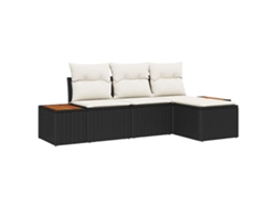 Maison Exclusive - Conjunto de sofás de jardín con cojines, 4 piezas, mimbre negro