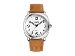 Reloj De Muñeca Luminoso Impermeable De Cuarzo Con Correa De Cuero Pu Para Hombre (blanco)