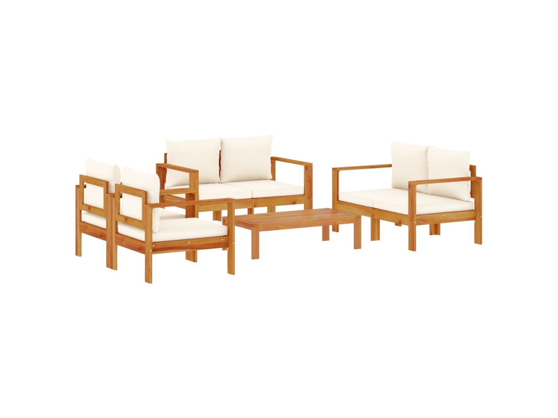 Maison Exclusive - Set De Sofás De Jardín Con Cojines 5 Pzas Madera Maciza Acacia