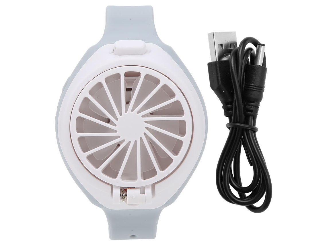 Ats-ventilador Reloj Mini Eléctrico Usb Recargable Pequeño Bolsillo Para Niños Estudiantes Gris