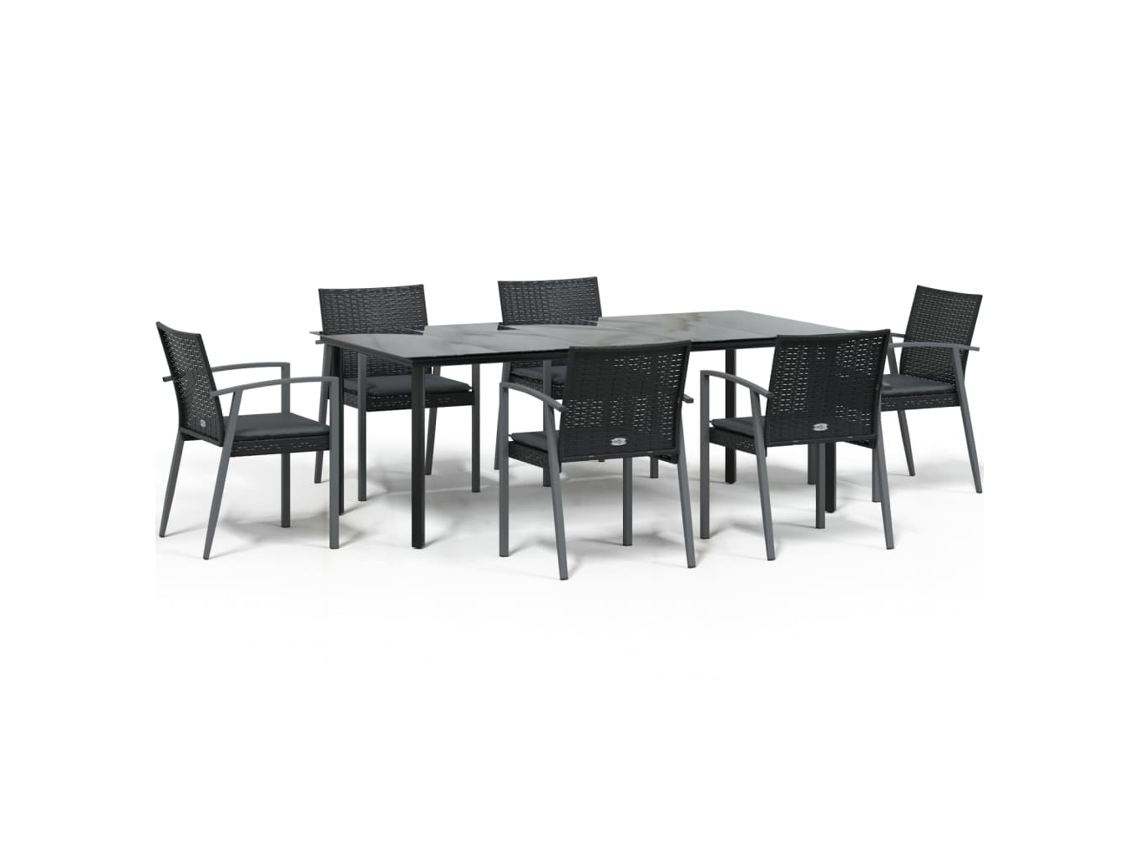 Maison Exclusive - Juego Comedor Jardín 7 Piezas Y Cojines Ratán Sintético Y Acero
