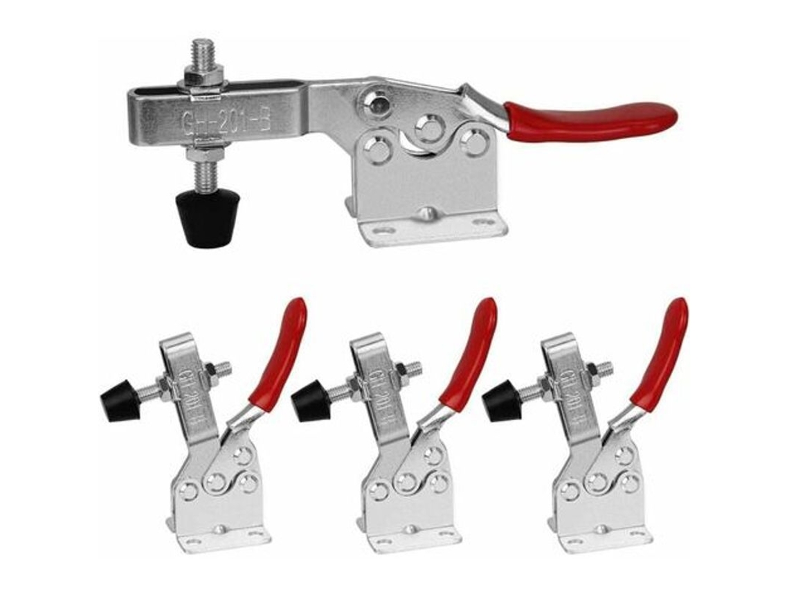 Juego De 4 Abrazaderas De Sujeción Verticales Con Base Horizontal Gh-201-b Capacidad 90 Kg
