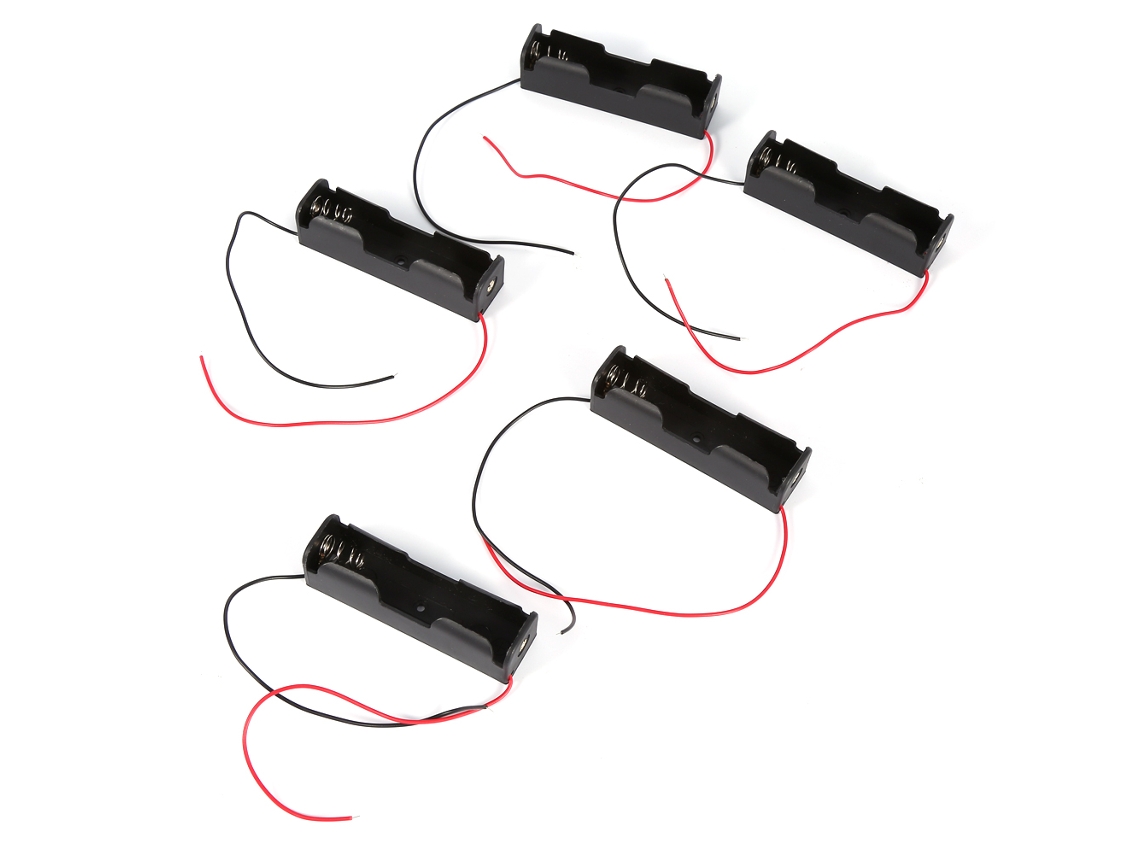 5 Soportes De Plástico Para Batería 18650 Con Cables De Conexión Y Estuche De Almacenamiento.