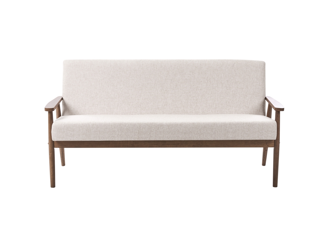 Sofá Beliani Esrum de tela color crema de 3 plazas, 151 x 72 x 79 cm