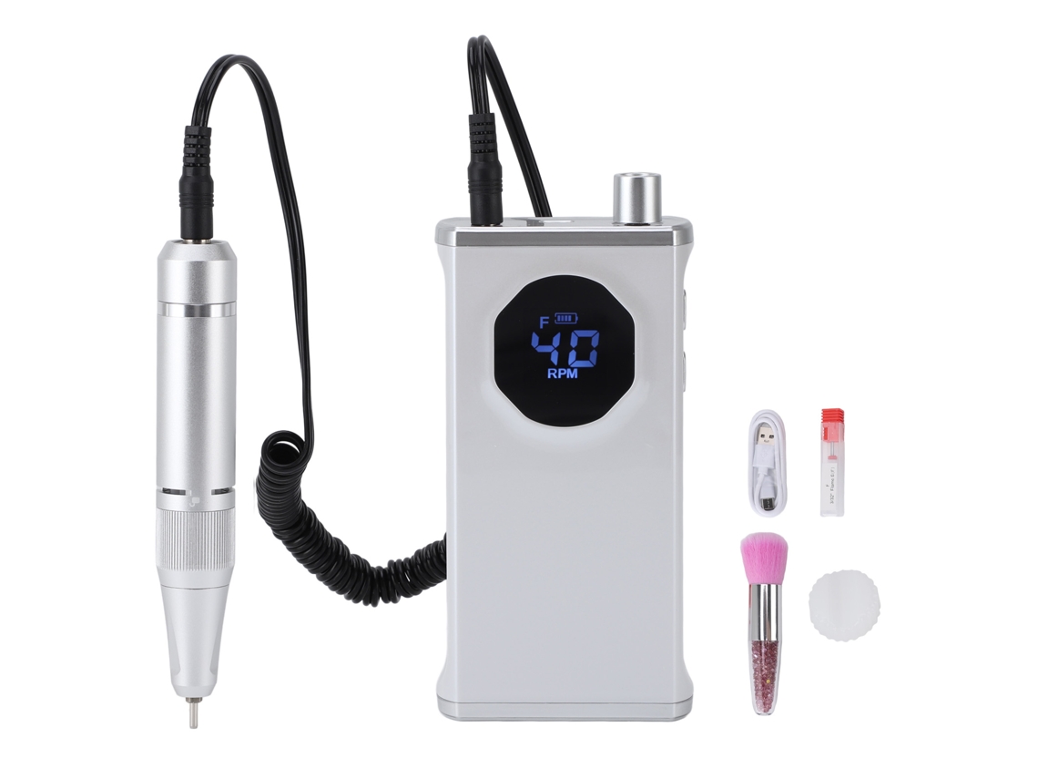 Taladro Eléctrico Recargable De 40000 Rpm Con Cepillo Para Polvo Y Soporte Para Brocas - Blanco