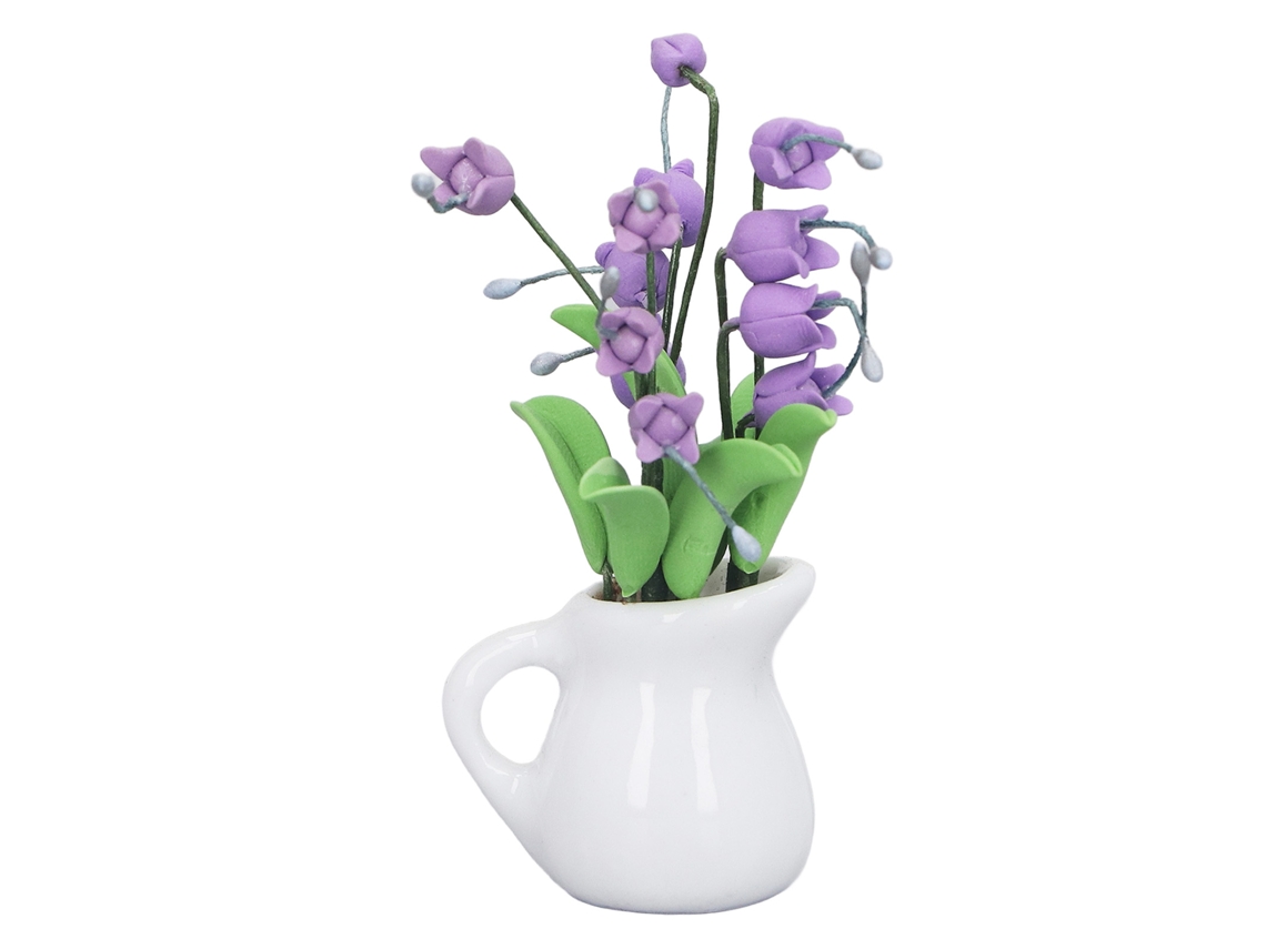 20du26 Maceta miniatura de lirio blanco del valle 1:12 para casa de muñecas (planta artificial)