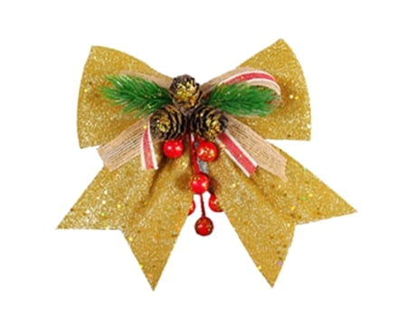 Lazos decorativos navideños para guirnalda, árbol de Navidad Treetopper, dorado