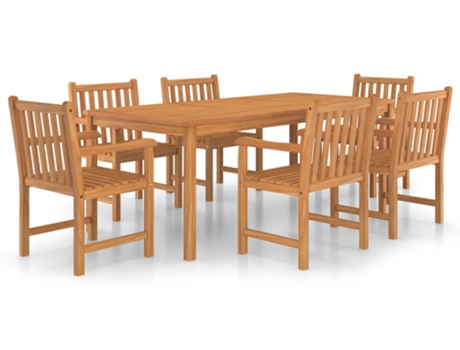Conjunto 7 Conjunto de comedor de jardín VIDAXL madera maciza de teca