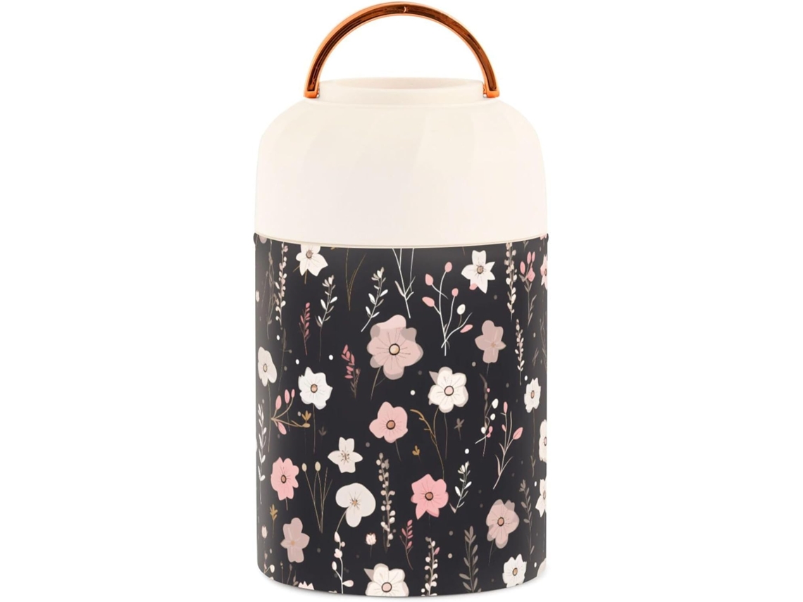 Tarro de acero inoxidable Beauty Flowers con cuchara (sin marca)