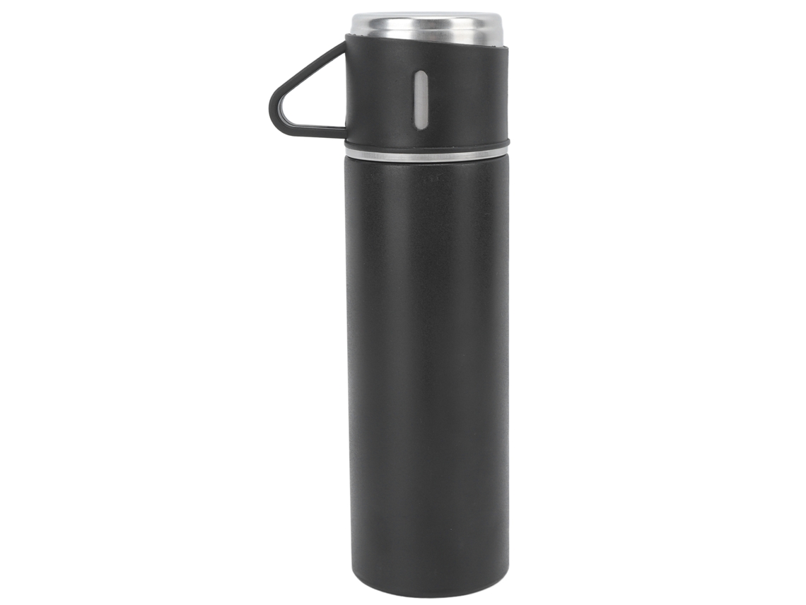 Taza Térmica De Acero Inoxidable 304, 500 Ml, Con Asa, Tapa Hermética A Prueba De Fugas, Para Uso Doméstico Y Exterior, Color Negro.