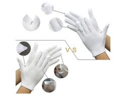 2026-5533-guantes De Algodón Blancos 12 Pares Impermeables Reutilizables Para Cosmética Y Trabajo