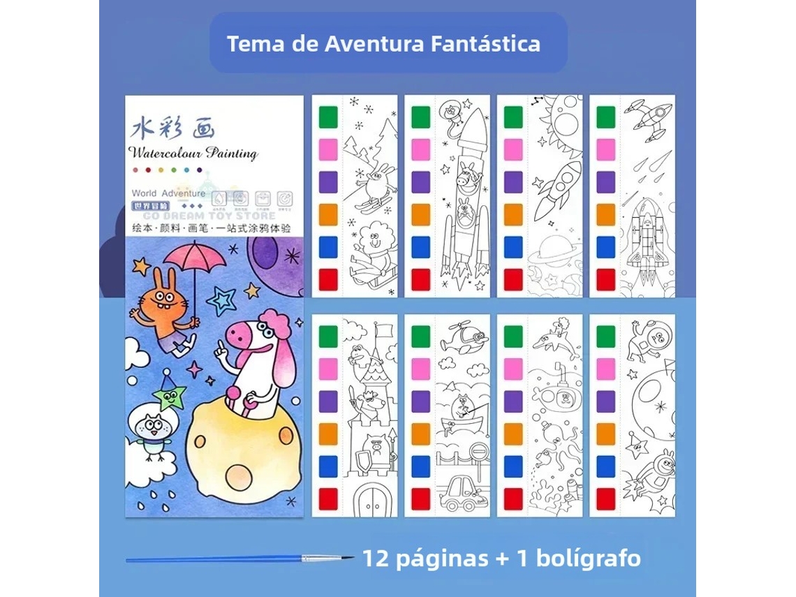 (fantasy Adventure) Libro De Acuarela, Incluye Lápices De Acuarela, Pinturas Gouache Y Herramientas De Dibujo.