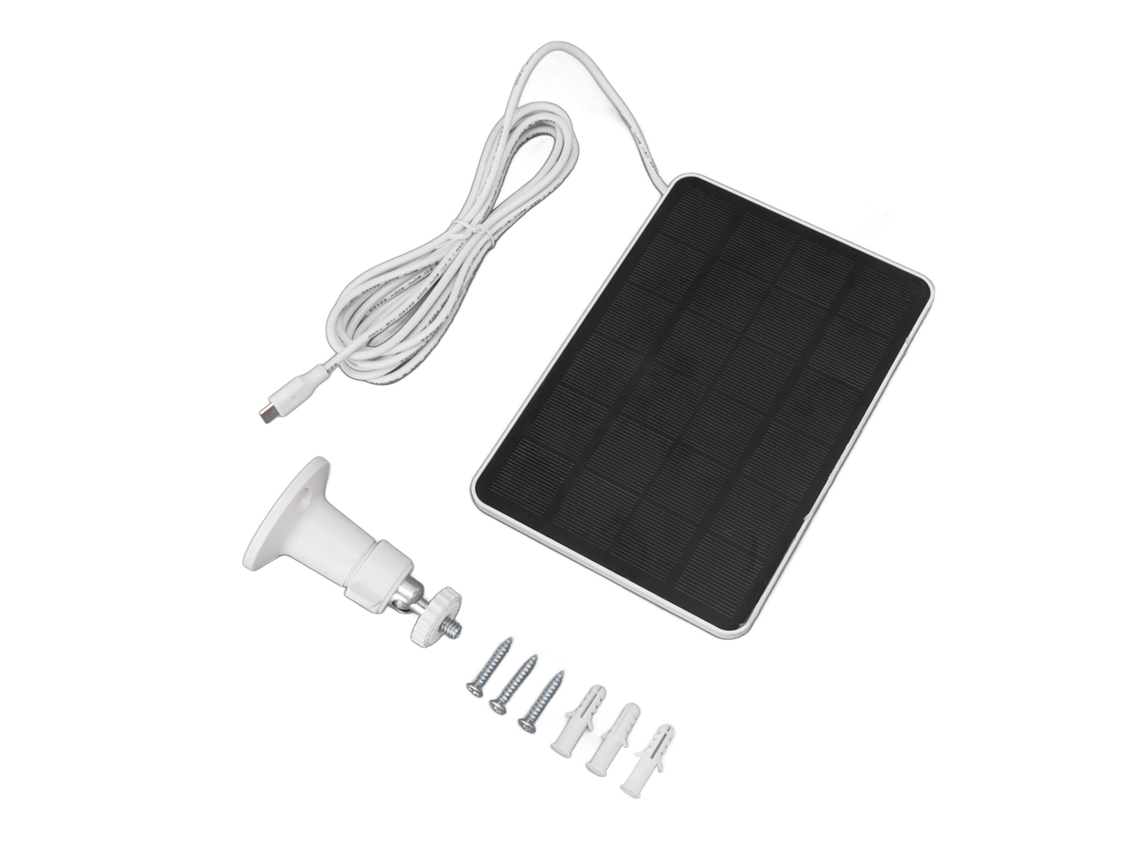 Panel Solar De 4w 5v Para Cámara De Seguridad Inalámbrica Exterior Ip65 Con Soporte Ajustable - Blanco