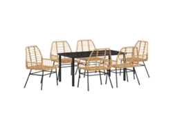 Conjunto de comedor de jardín Vidaxl de 7 piezas en ratán marrón