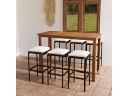 Juego de bar de jardín con cojines marrones, Dkd Home Decor