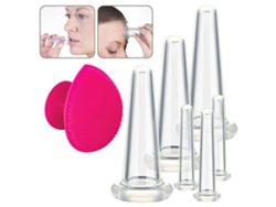 HYMNORA Kit de Masaje Facial con Ventosas para Rostro y Ojos, Copas de Silicona con Cepillo Exfoliante