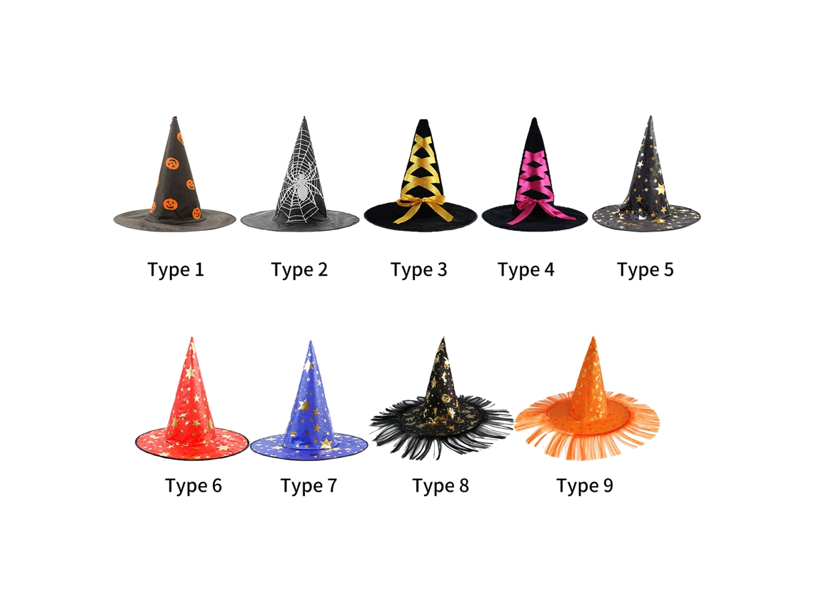 Sombrero De Bruja De Halloween Ancho Con Punta Terrorífico Para Disfraces Y Decoración