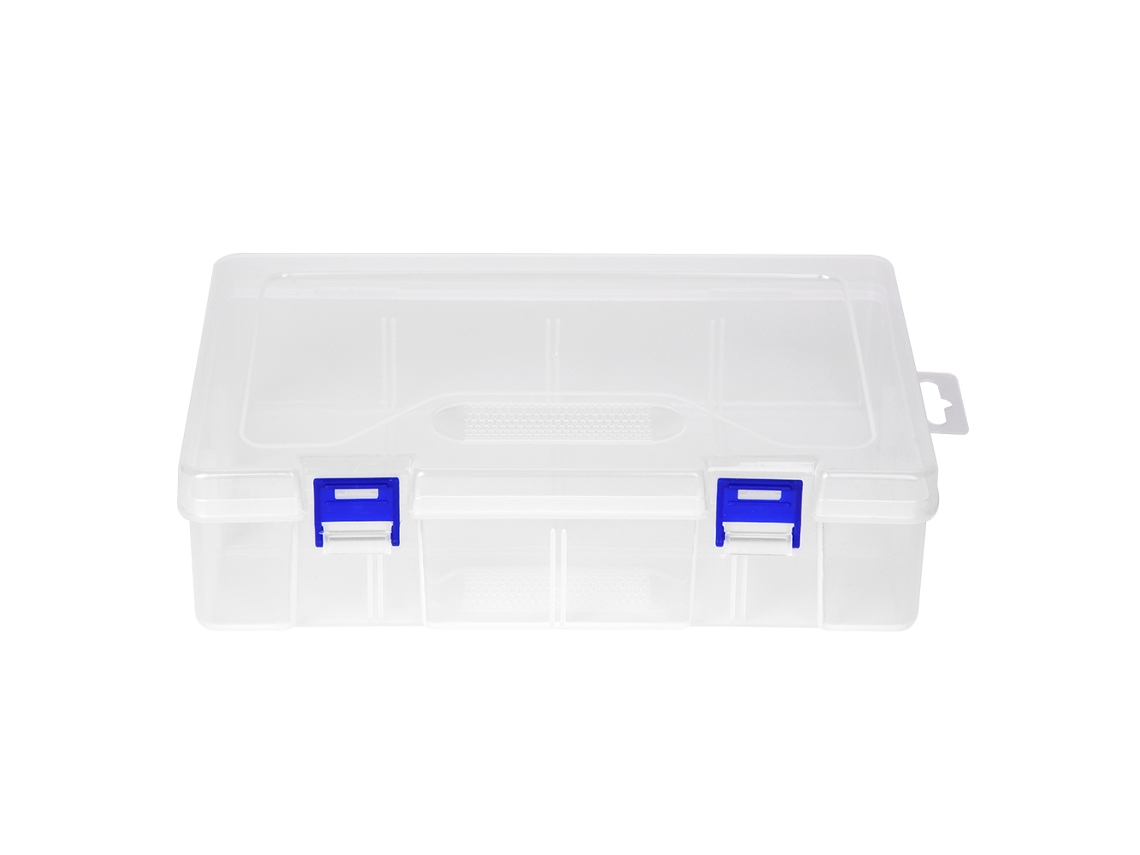 Caja De Almacenamiento Plástico Transparente Para Joyería Herramientas Con Hebilla Azul D306