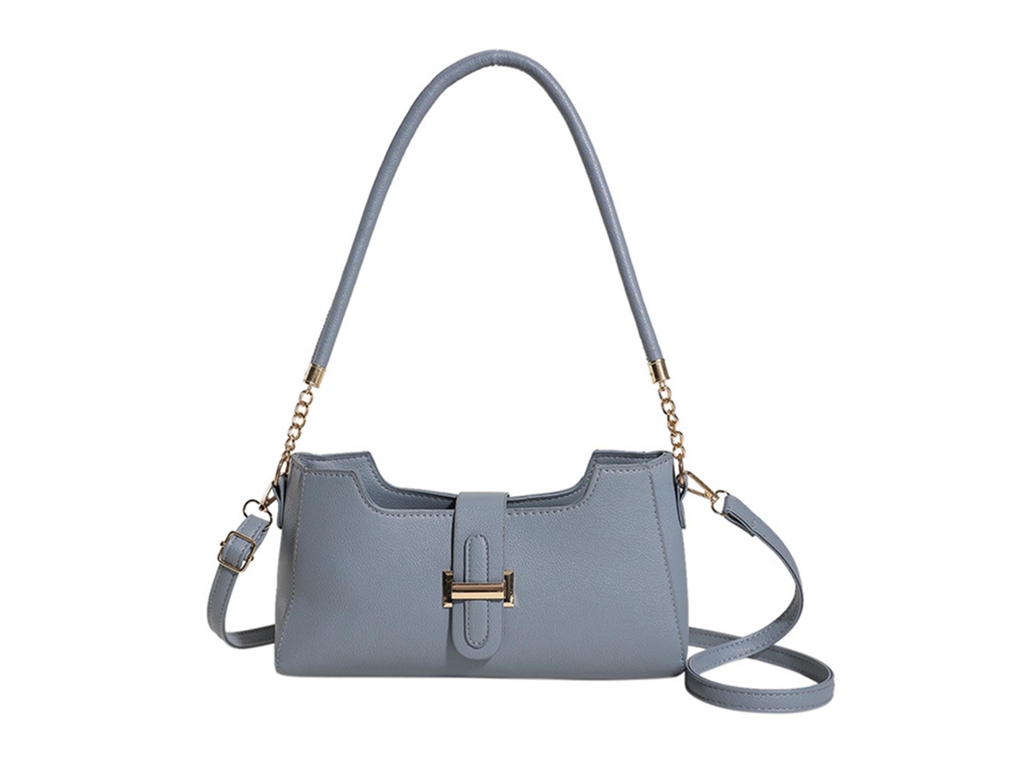 Bolso De Hombro Suave Y Elegante, Color Liso, Versátil, Gran Capacidad, Para Mujer, Azul.