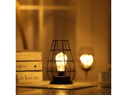 Lámpara De Mesa Decorativa Retro Estilo Jaula Luz Nocturna Batería Operada Para Dormitorio clase Energética A Flagon
