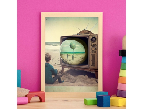 NACNIC Poster Día De Playa En Estilo Surrealismo Cinematográfico Ilustraciones Y Grabados De Historieta Abstracta Y Artística A3