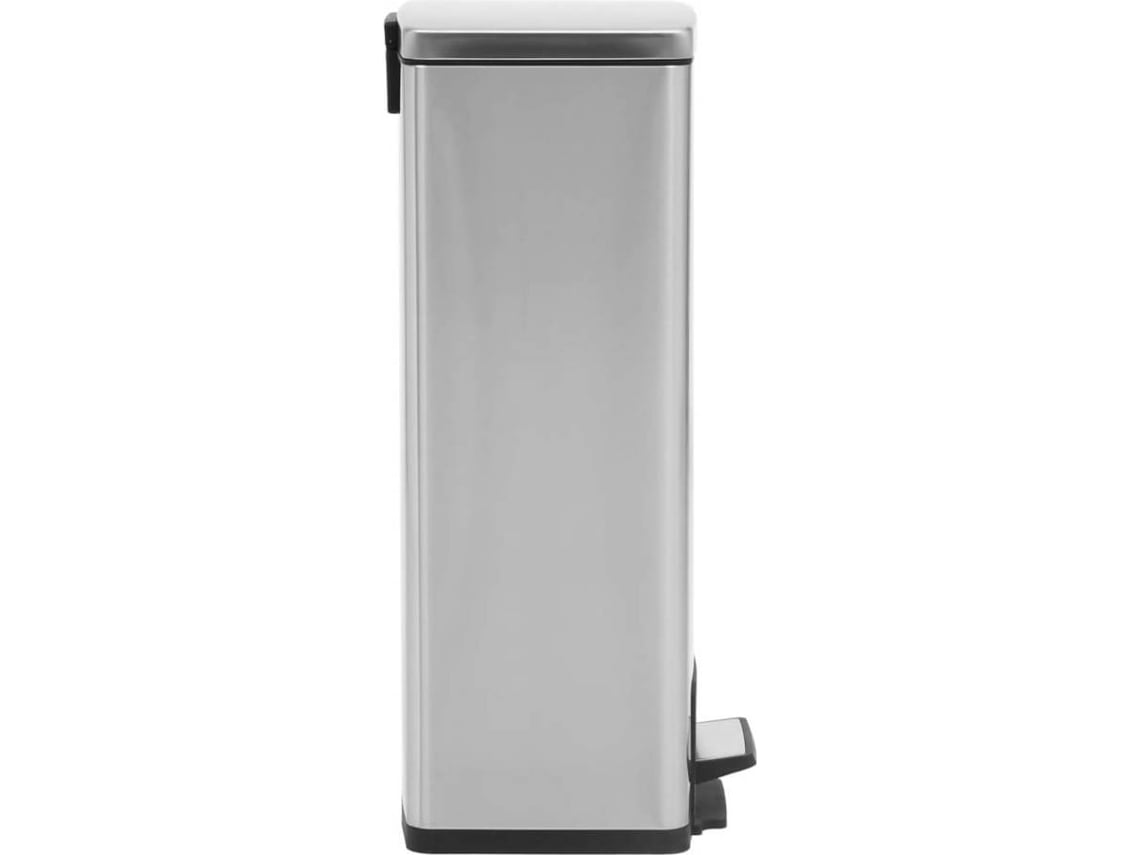 vidaXL Cubo basura con pedal antihuellas 30L acero inoxidable