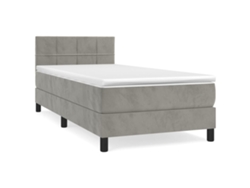 Maison Exclusive - Cama Box Spring Con Colchón Terciopelo Gris Claro 90x190 Cm