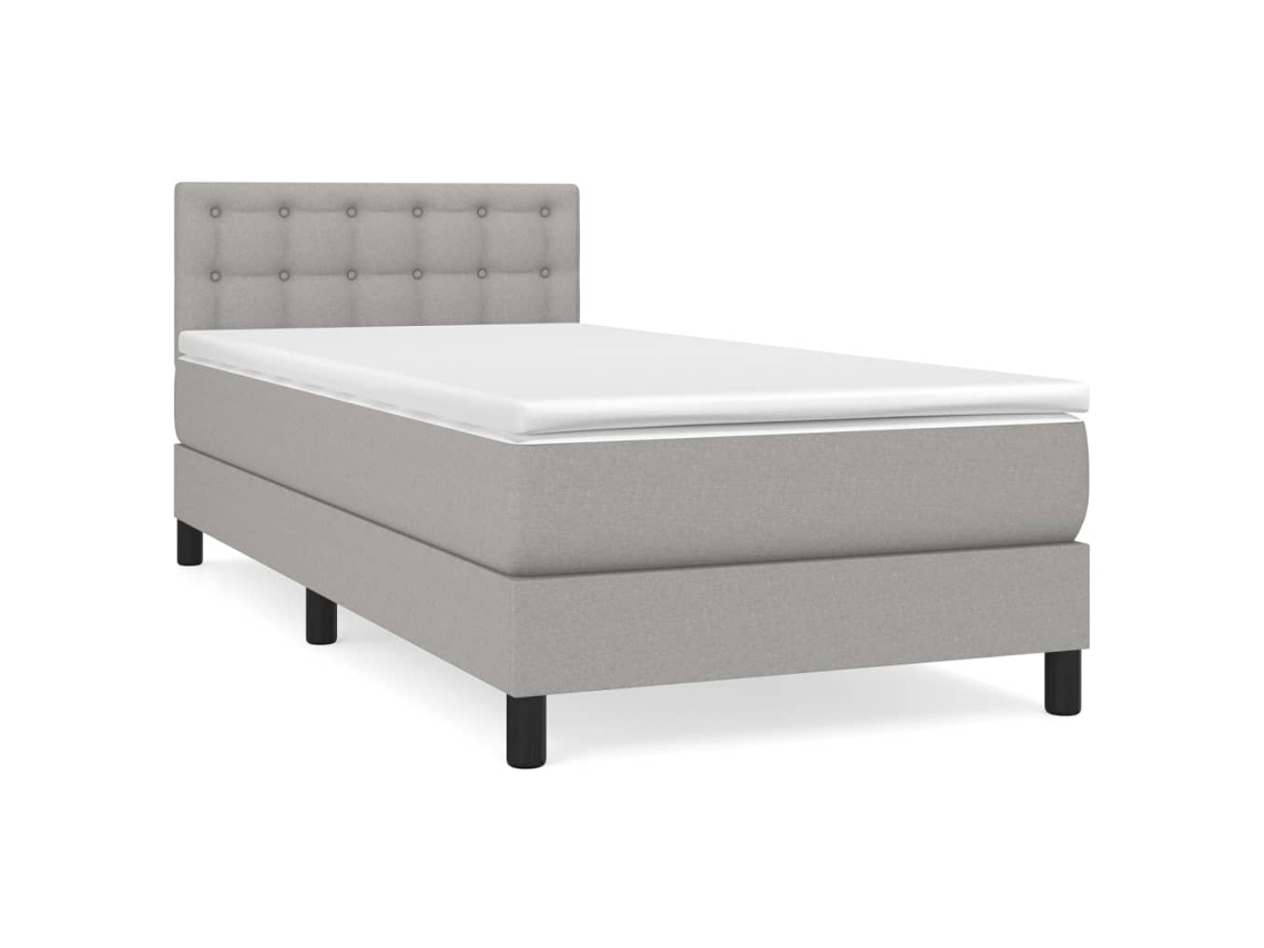 Maison Exclusive - Cama Box Spring Con Colchón Tela Gris Claro 90x190 Cm